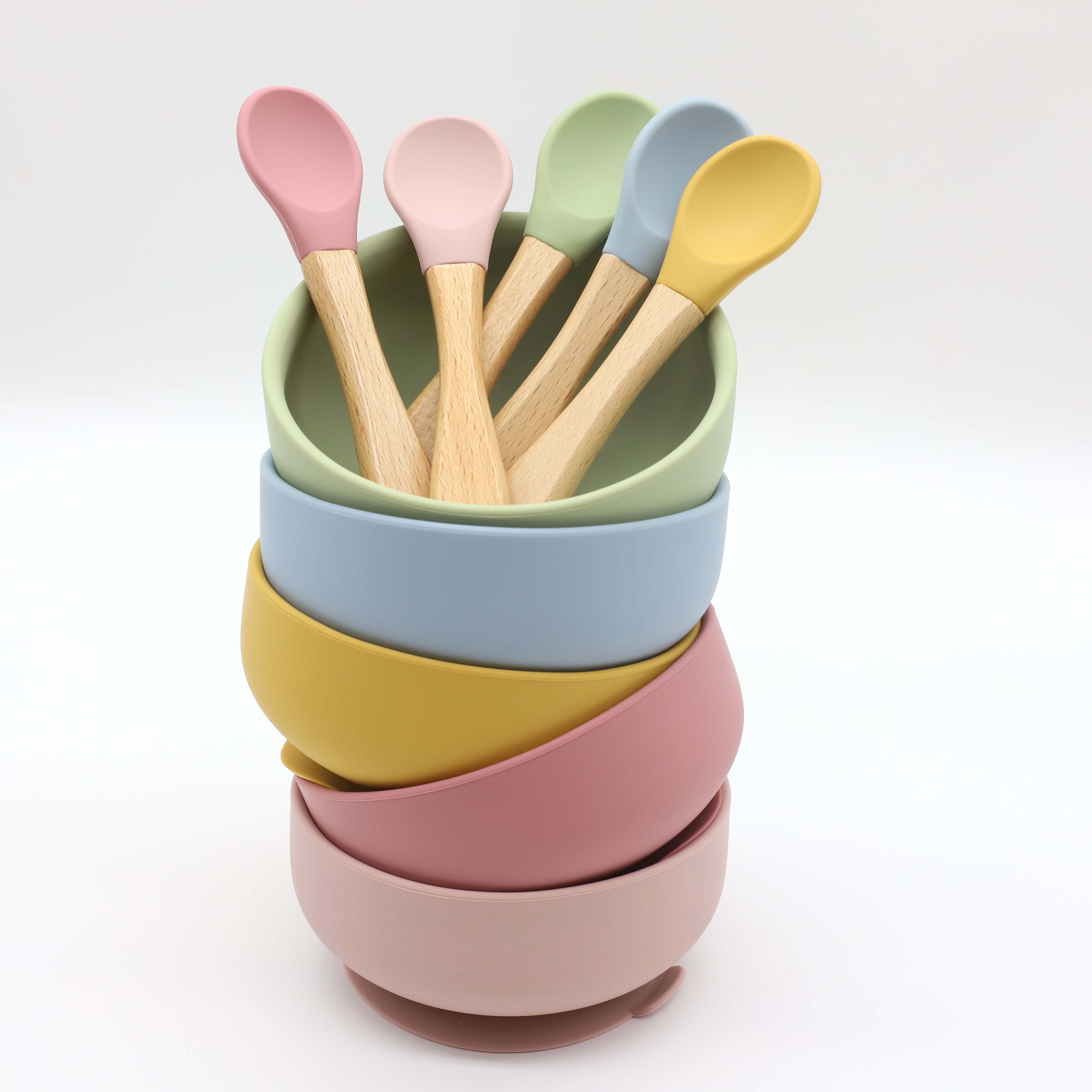 흡착 컵이 달린 실리콘 볼, 나무 손잡이가 달린 숟가락 - Baby Food Jars With Lids 리뷰 및 가격
